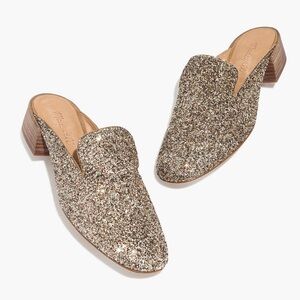 Madewell The Willa Loafer Mule in Gold Glitter